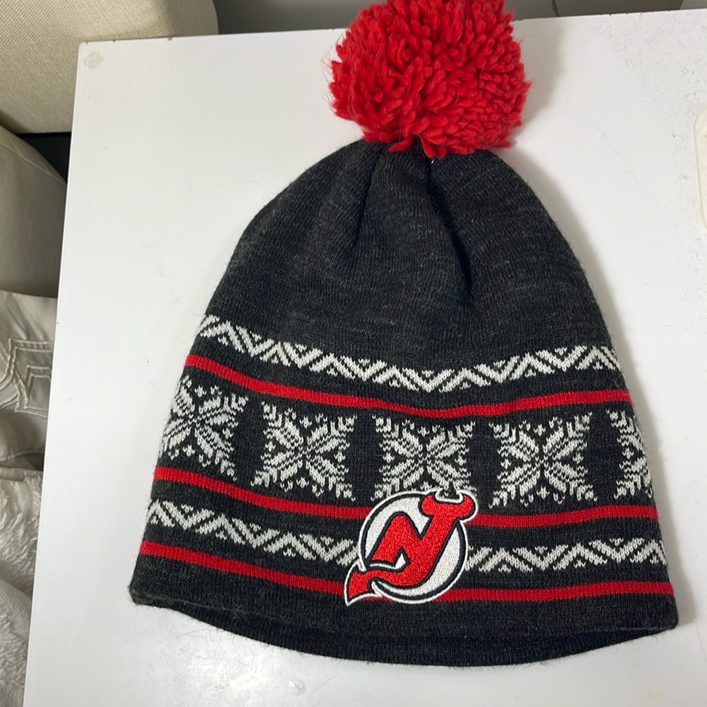 NJ Devils Hockey Winter Beanie Hat